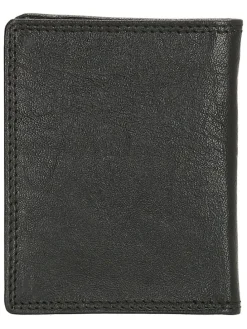 Leren portemonnee zwart - (B)8 x (H)10 cm