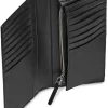 Leren portemonnee zwart - (B)10 x (H)19 x (D)1 cm