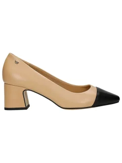 Leren pumps beige/zwart
