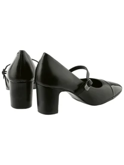 Leren pumps met riempje zwart