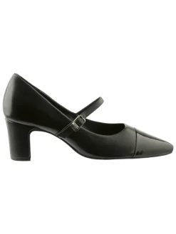 Leren pumps met riempje zwart