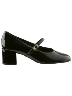 Leren pumps met riempje zwart
