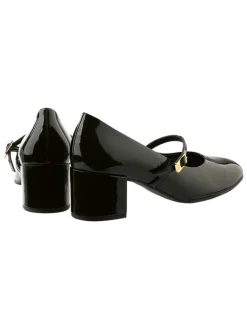 Leren pumps met riempje zwart