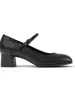 Leren pumps met riempje zwart