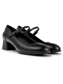 Leren pumps met riempje zwart