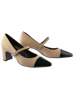 Leren pumps "Paris" beige/zwart