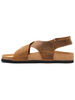 Leren sandalen lichtbruin