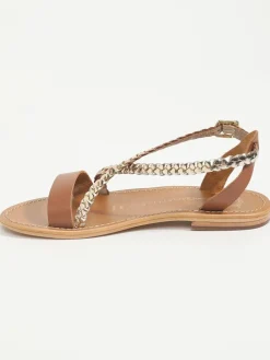 Leren sandalen "Raisa" goudkleurig/lichtbruin