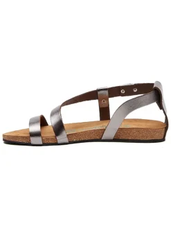 Leren sandalen zilverkleurig