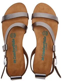 Leren sandalen zilverkleurig