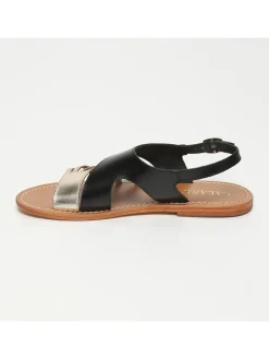 Leren sandalen zwart/goudkleurig