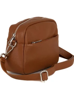 Leren schoudertas "Cascina" bruin - (B)22 x (H)18 x (D)9 cm