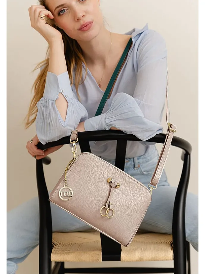 Leren schoudertas "Certosa" beige - (B)24 x (H)16 x (D)8 cm