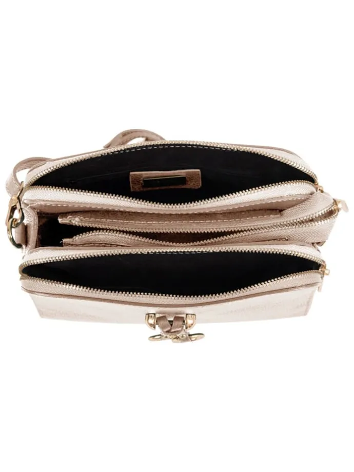 Leren schoudertas "Certosa" beige - (B)24 x (H)16 x (D)8 cm
