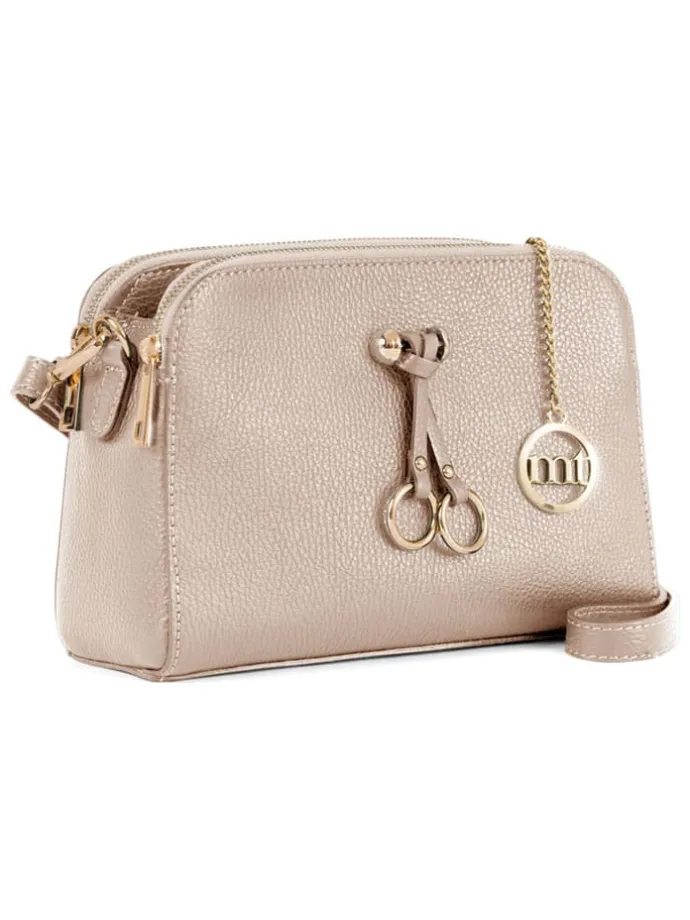 Leren schoudertas "Certosa" beige - (B)24 x (H)16 x (D)8 cm