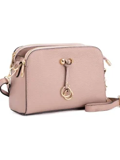 Leren schoudertas "Certosa" lichtroze - (B)24 x (H)16 x (D)8 cm