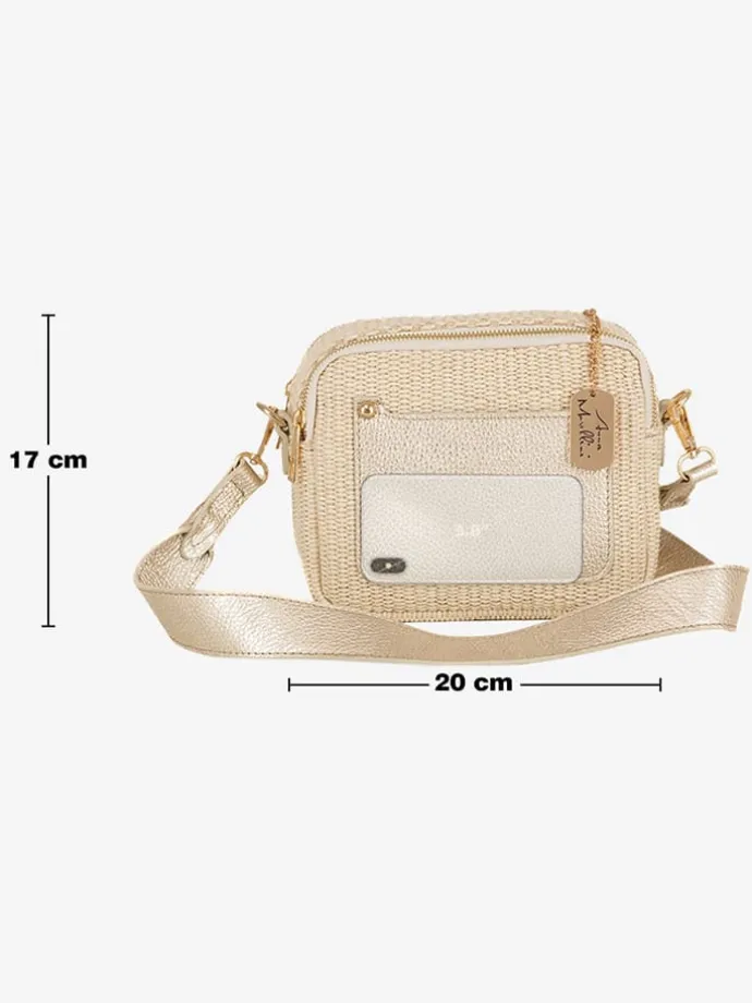 Leren schoudertas "Ilaria" beige - (B)20 x (H)17 x (D)8 cm