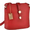 Leren schoudertas "Larissa" rood - (B)26 x (H)21 x (D)12 cm