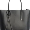Leren schoudertas "Mallero" zwart - (B)32 x (H)30 x (D)12 cm