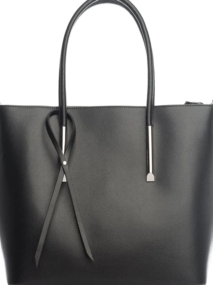 Leren schoudertas "Mallero" zwart - (B)32 x (H)30 x (D)12 cm