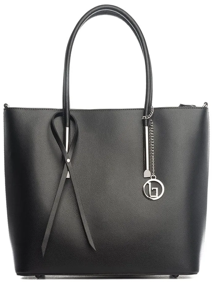 Leren schoudertas "Mallero" zwart - (B)32 x (H)30 x (D)12 cm