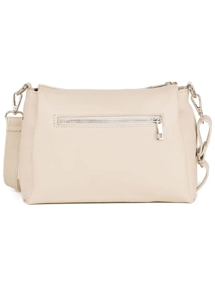 Leren schoudertas "Melfi" crème - (B)26 x (H)19 x (D)9 cm