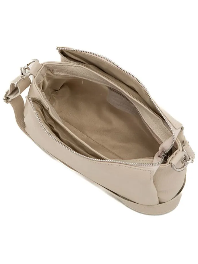 Leren schoudertas "Melfi" crème - (B)26 x (H)19 x (D)9 cm