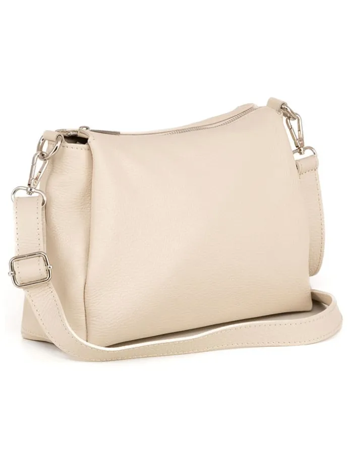 Leren schoudertas "Melfi" crème - (B)26 x (H)19 x (D)9 cm