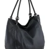 Leren schoudertas "Merula" zwart - (B)32 x (H)28 x (D)14 cm