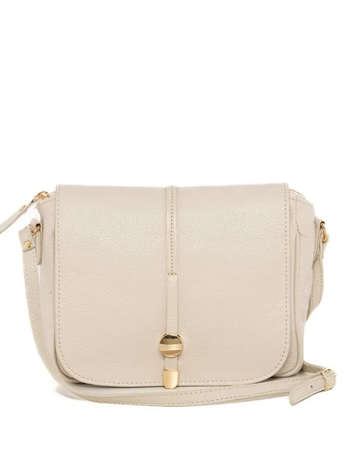 Leren schoudertas "Monte Avella" crème - (B)25 x (H)23 x (D)7 cm