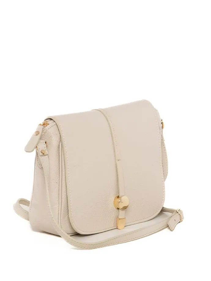 Leren schoudertas "Monte Avella" crème - (B)25 x (H)23 x (D)7 cm