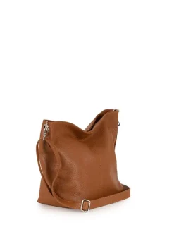 Leren schoudertas "Trapani" lichtbruin - (B)33 x (H)25 x (D)14 cm