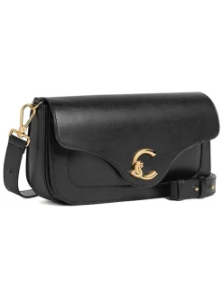 Leren schoudertas zwart - (B)26 x (H)14 x (D)7 cm