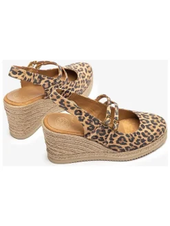 Leren sleehakpumps beige/bruin