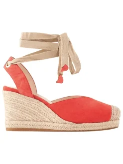 Leren sleehakpumps "Marisol" koraalrood