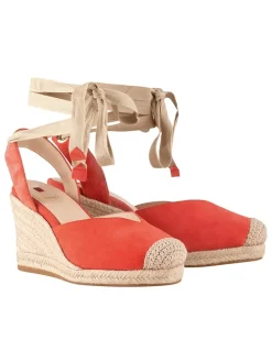 Leren sleehakpumps "Marisol" koraalrood