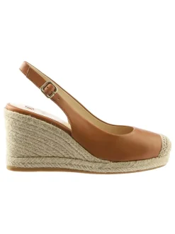 Leren sleehakpumps "Summer" lichtbruin