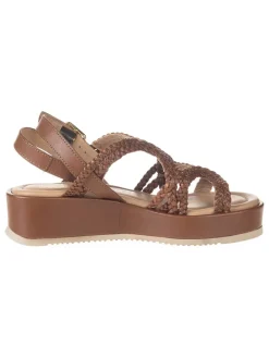 Leren sleehaksandalen bruin