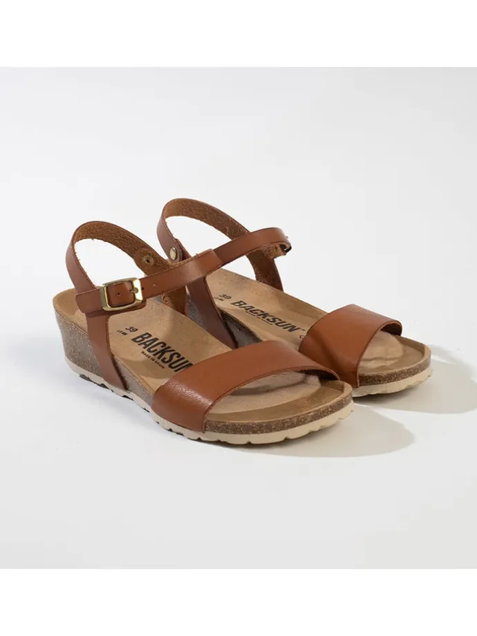 Leren sleehaksandalen "Calabria" lichtbruin
