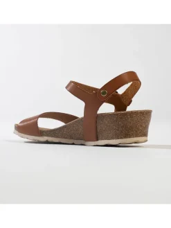 Leren sleehaksandalen "Calabria" lichtbruin