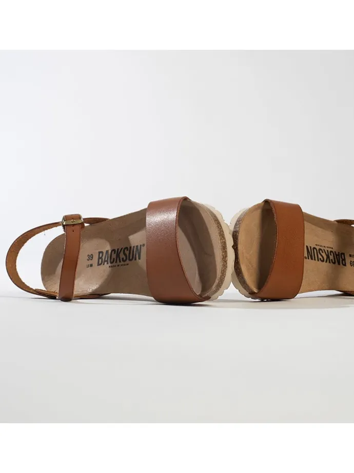 Leren sleehaksandalen "Calabria" lichtbruin