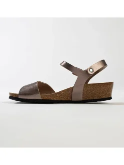 Leren sleehaksandalen "Calabria" grijs
