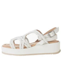 Leren sleehaksandalen crème