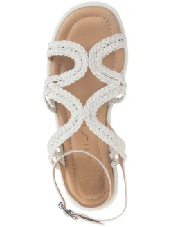 Leren sleehaksandalen crème