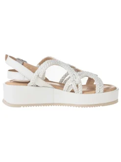 Leren sleehaksandalen crème