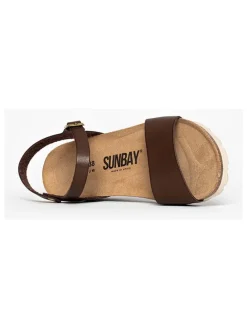 Leren sleehaksandalen ""Esperance" donkerbruin