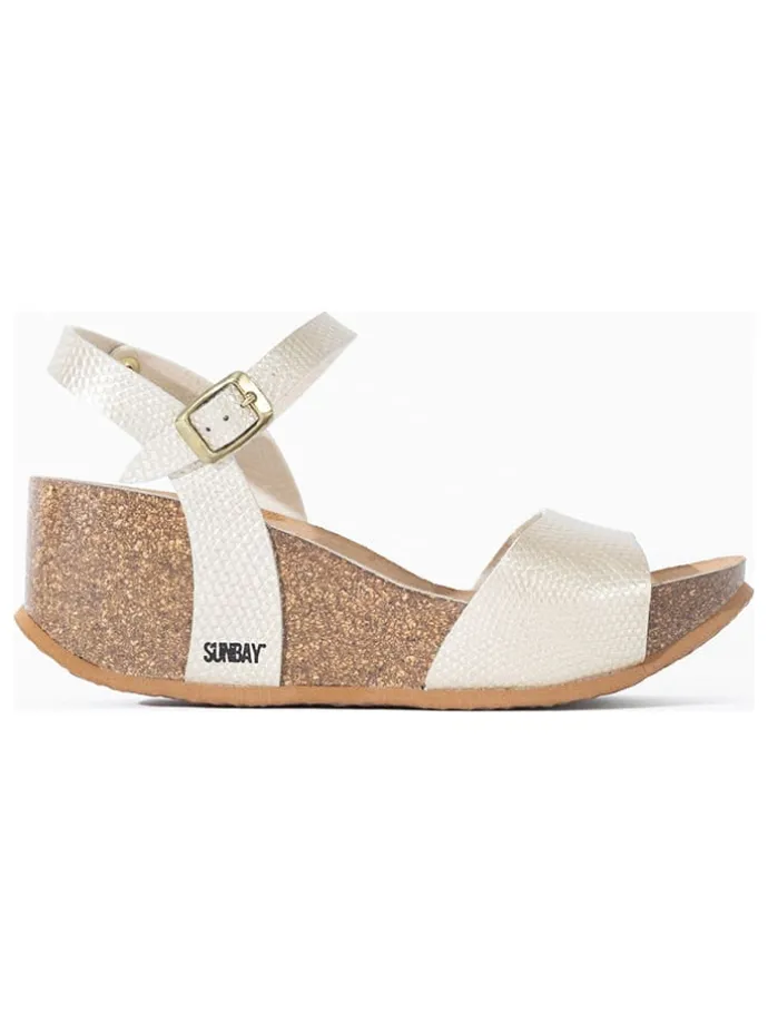 Leren sleehaksandalen goudkleurig