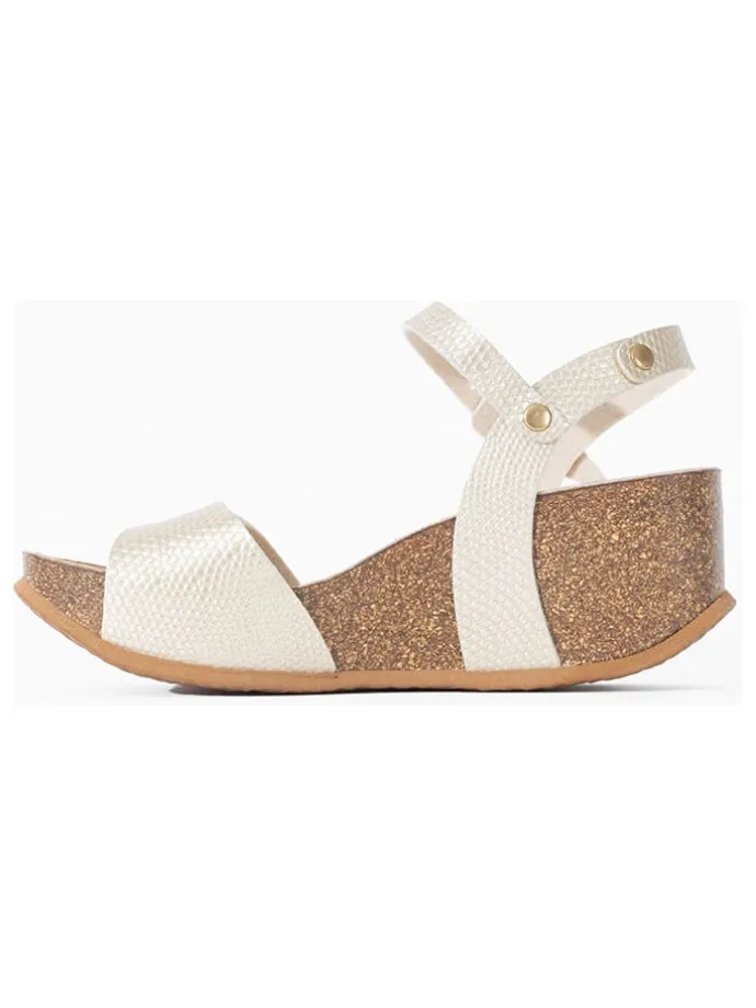 Leren sleehaksandalen goudkleurig
