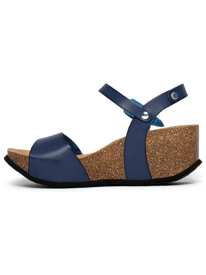 Leren sleehaksandalen "Mateo" donkerblauw