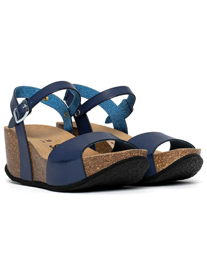 Leren sleehaksandalen "Mateo" donkerblauw
